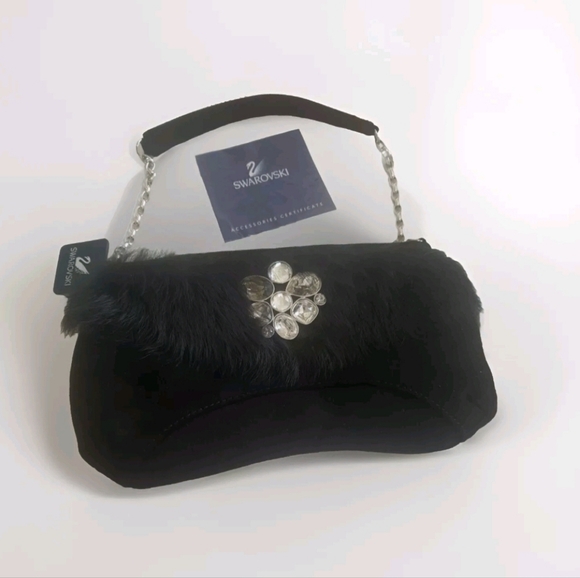 NWT ❤️SWAROVSKI Isabella rabbit fur Evening Bag *Retail $295** - Picture 3 of 10